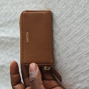 ARITZIA Clientele Leather Wallet Card Holder Coin Wallet Cognac Tan